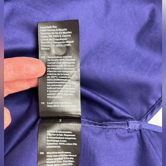 COS Royal Blue Cotton Sateen Blouse Oversized Top Smocked Bell Sleeves US 2 - Picture 16 of 16